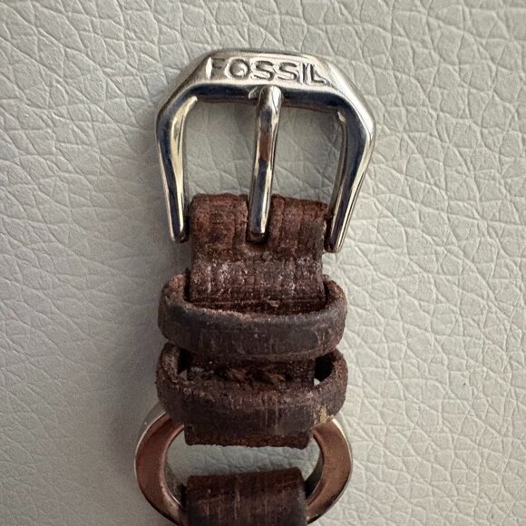 Fossil Watch with Brown Leather Band and Fossil Leather Key Fob - Picture 5 of 9